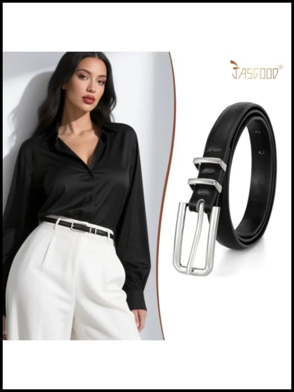 Women's Skinny PU Leather Belt with Gold Buckle - 0.7